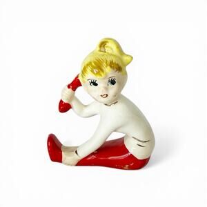 Vtg 50s 60s Teen Girl Talking On Telephone Figurine Teeny Bopper Japan Kitsch
